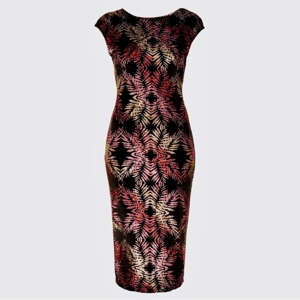Topshop Glitter Palm Leaf Cocktail Dress